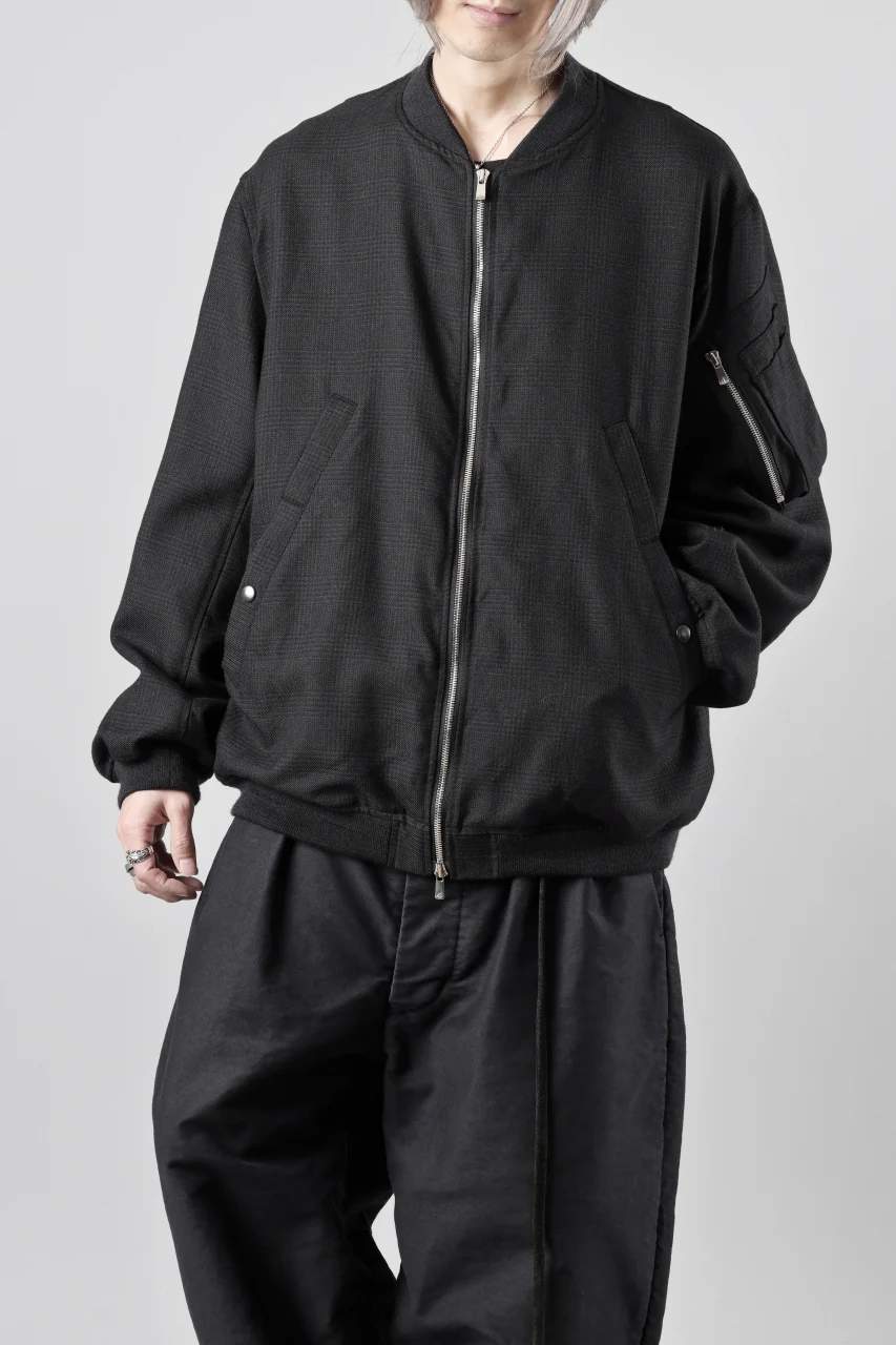 KLASICA FL-PC FLIGHT JACKET / REPULSION NIGHT GLEN CHECK WOOL (SHADOW CHECK) - Image 5