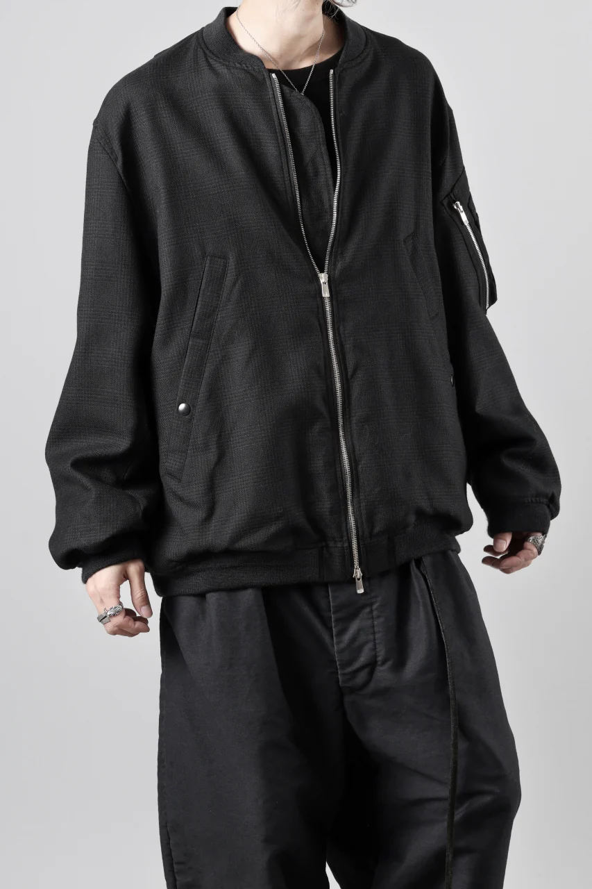 KLASICA FL-PC FLIGHT JACKET / REPULSION NIGHT GLEN CHECK WOOL (SHADOW CHECK) - Image 7