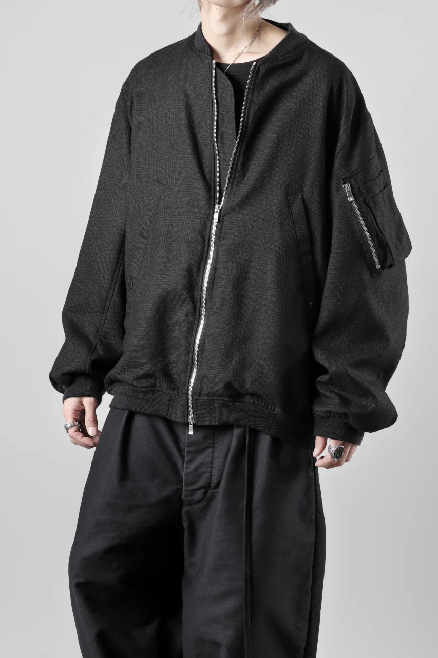 KLASICA FL-PC FLIGHT JACKET / REPULSION NIGHT GLEN CHECK WOOL (SHADOW CHECK) - Image 9