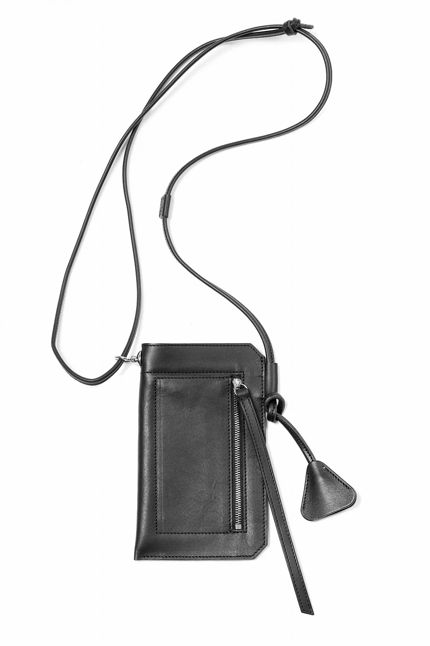 KLASICA "FLOW" MOBILE POUCH / FVT ITALIAN COW LEATHER (BLACK x SILVER)