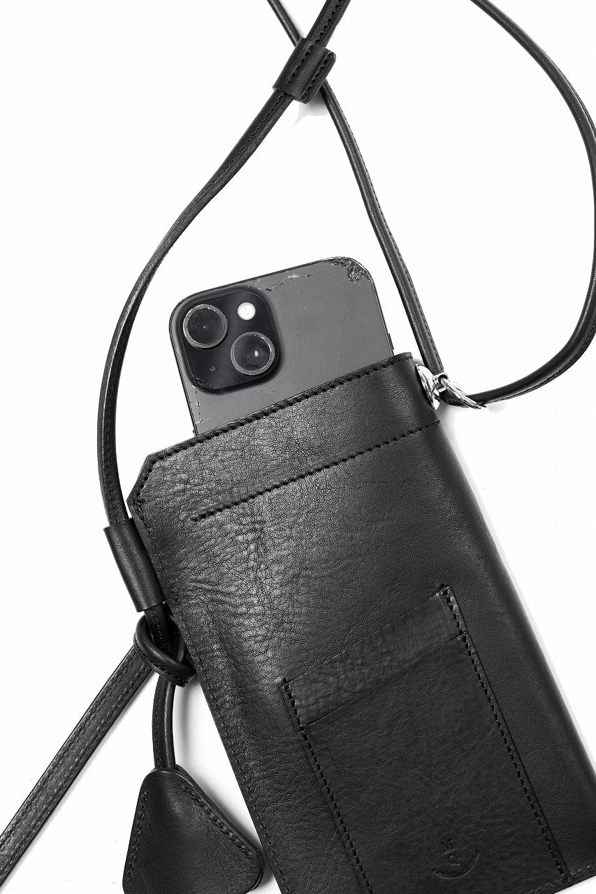 KLASICA "FLOW" MOBILE POUCH / FVT ITALIAN COW LEATHER (BLACK x SILVER) - Image 13
