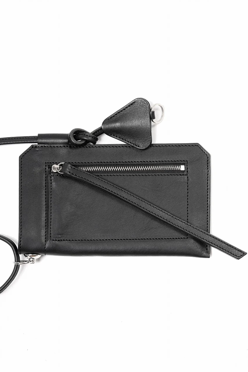 KLASICA "FLOW" MOBILE POUCH / FVT ITALIAN COW LEATHER (BLACK x SILVER) - Image 4