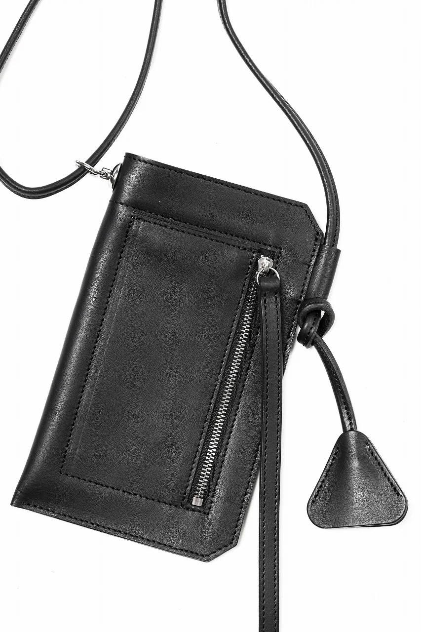 KLASICA "FLOW" MOBILE POUCH / FVT ITALIAN COW LEATHER (BLACK x SILVER) - Image 5