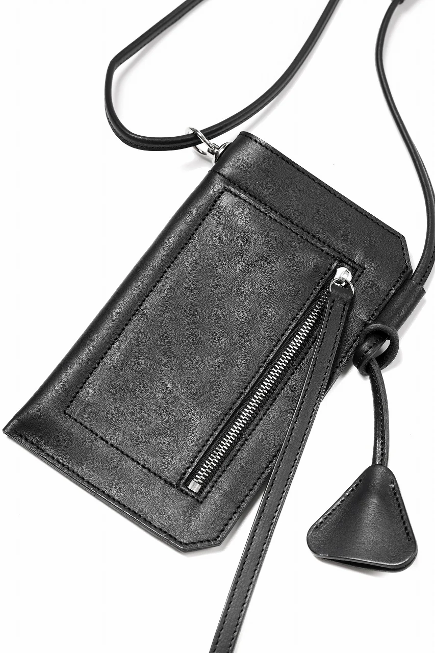 KLASICA "FLOW" MOBILE POUCH / FVT ITALIAN COW LEATHER (BLACK x SILVER) - Image 6
