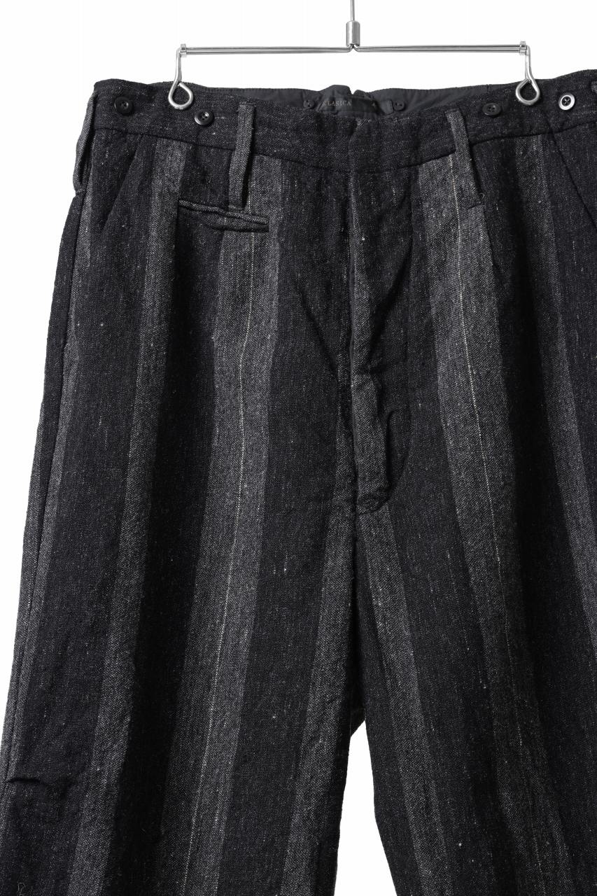 KLASICA GALWAY - Rt CUT OFF BOLD STRAIGHT TROUSERS / IRREGULAR STRIPED ROUGH TWEED (BLACK) - Image 10