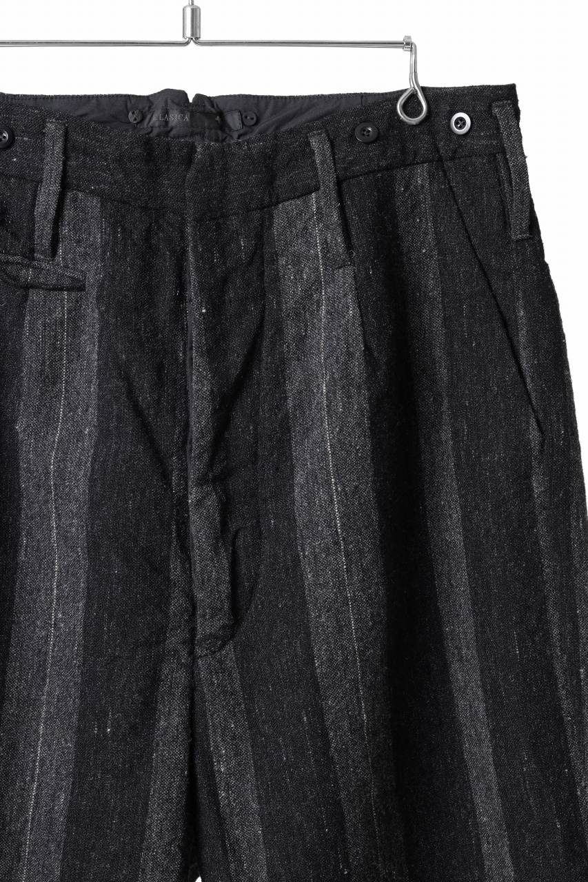 KLASICA GALWAY - Rt CUT OFF BOLD STRAIGHT TROUSERS / IRREGULAR STRIPED ROUGH TWEED (BLACK) - Image 12