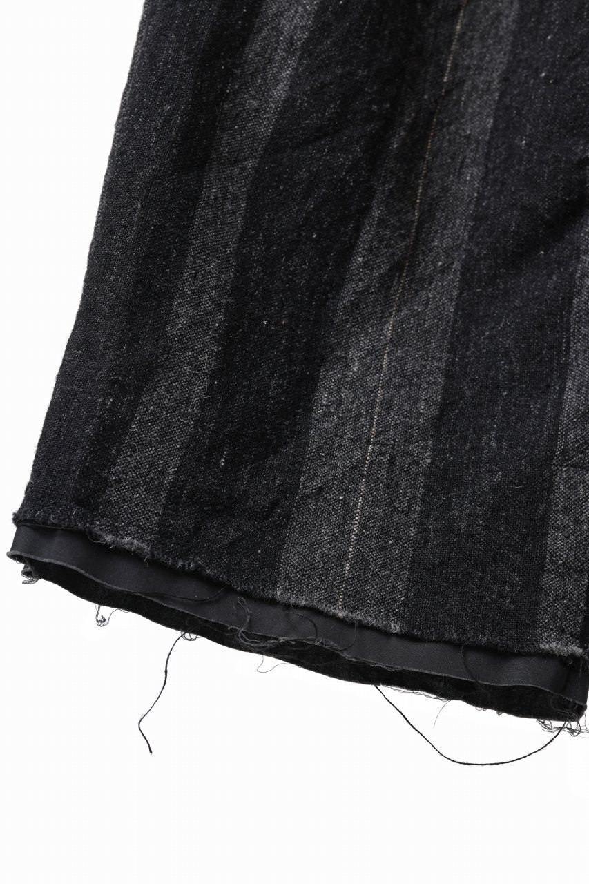 KLASICA GALWAY - Rt CUT OFF BOLD STRAIGHT TROUSERS / IRREGULAR STRIPED ROUGH TWEED (BLACK) - Image 14