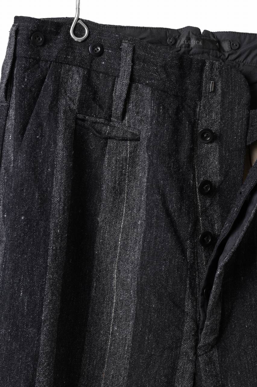 KLASICA GALWAY - Rt CUT OFF BOLD STRAIGHT TROUSERS / IRREGULAR STRIPED ROUGH TWEED (BLACK) - Image 17