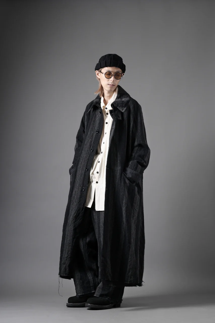 KLASICA GALWAY - Rt CUT OFF BOLD STRAIGHT TROUSERS / IRREGULAR STRIPED ROUGH TWEED (BLACK) - Image 23