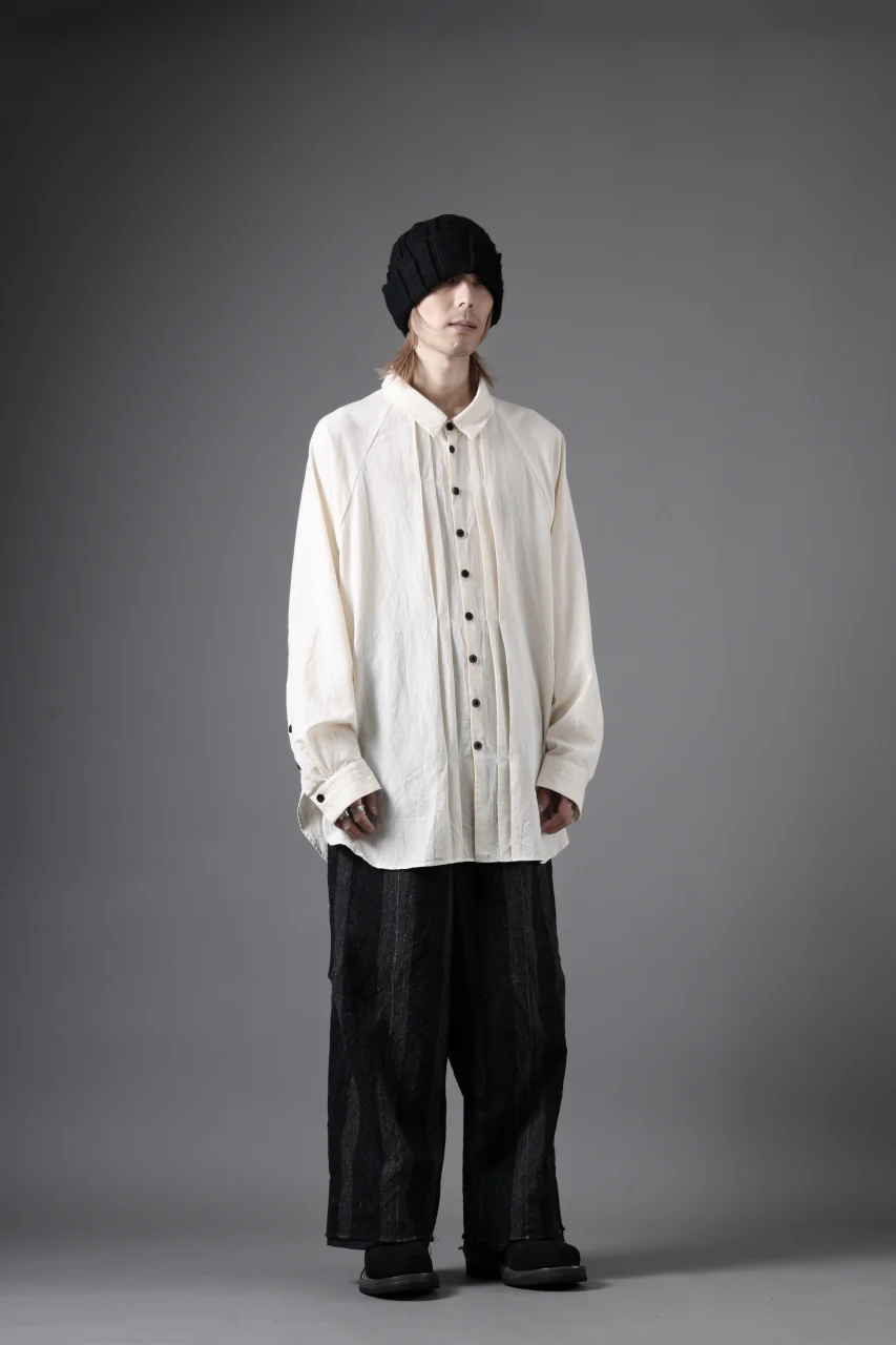 KLASICA GALWAY - Rt CUT OFF BOLD STRAIGHT TROUSERS / IRREGULAR STRIPED ROUGH TWEED (BLACK) - Image 24