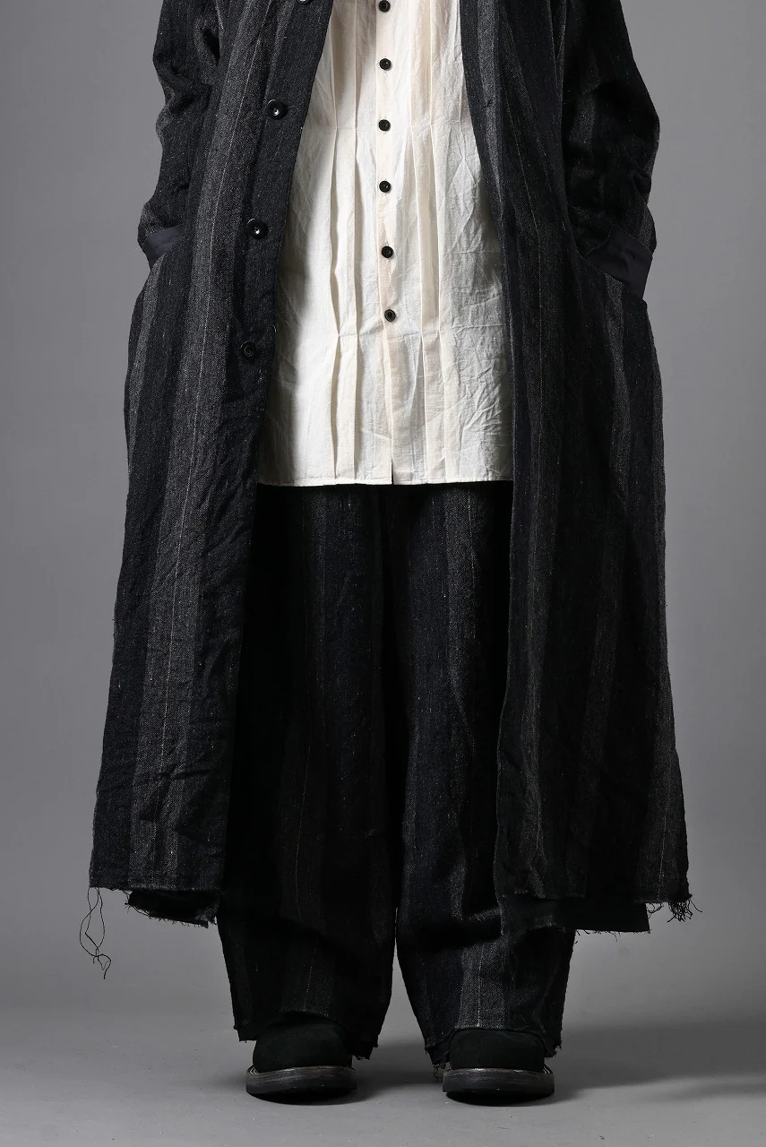 KLASICA GALWAY - Rt CUT OFF BOLD STRAIGHT TROUSERS / IRREGULAR STRIPED ROUGH TWEED (BLACK) - Image 26