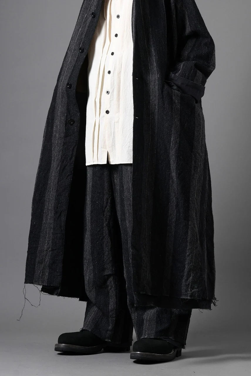 KLASICA GALWAY - Rt CUT OFF BOLD STRAIGHT TROUSERS / IRREGULAR STRIPED ROUGH TWEED (BLACK) - Image 27
