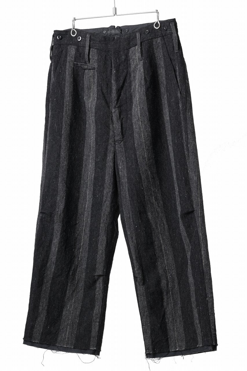 KLASICA GALWAY - Rt CUT OFF BOLD STRAIGHT TROUSERS / IRREGULAR STRIPED ROUGH TWEED (BLACK) - Image 7