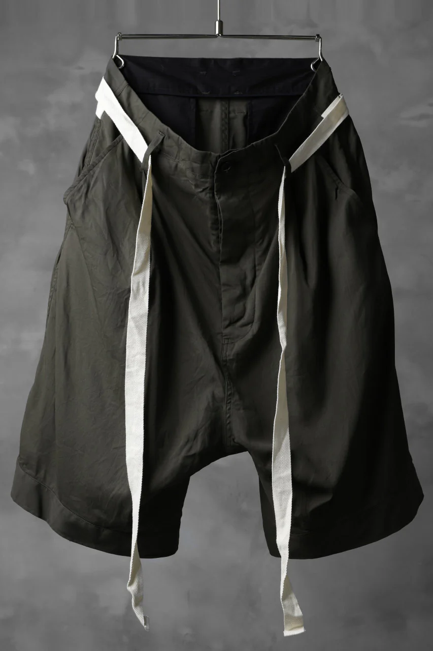 KLASICA GERALD-wv LOW CROTCH SHORTS / DOUBLE VOILE CLOTH (GARMENT WASHED) (OLIVE)