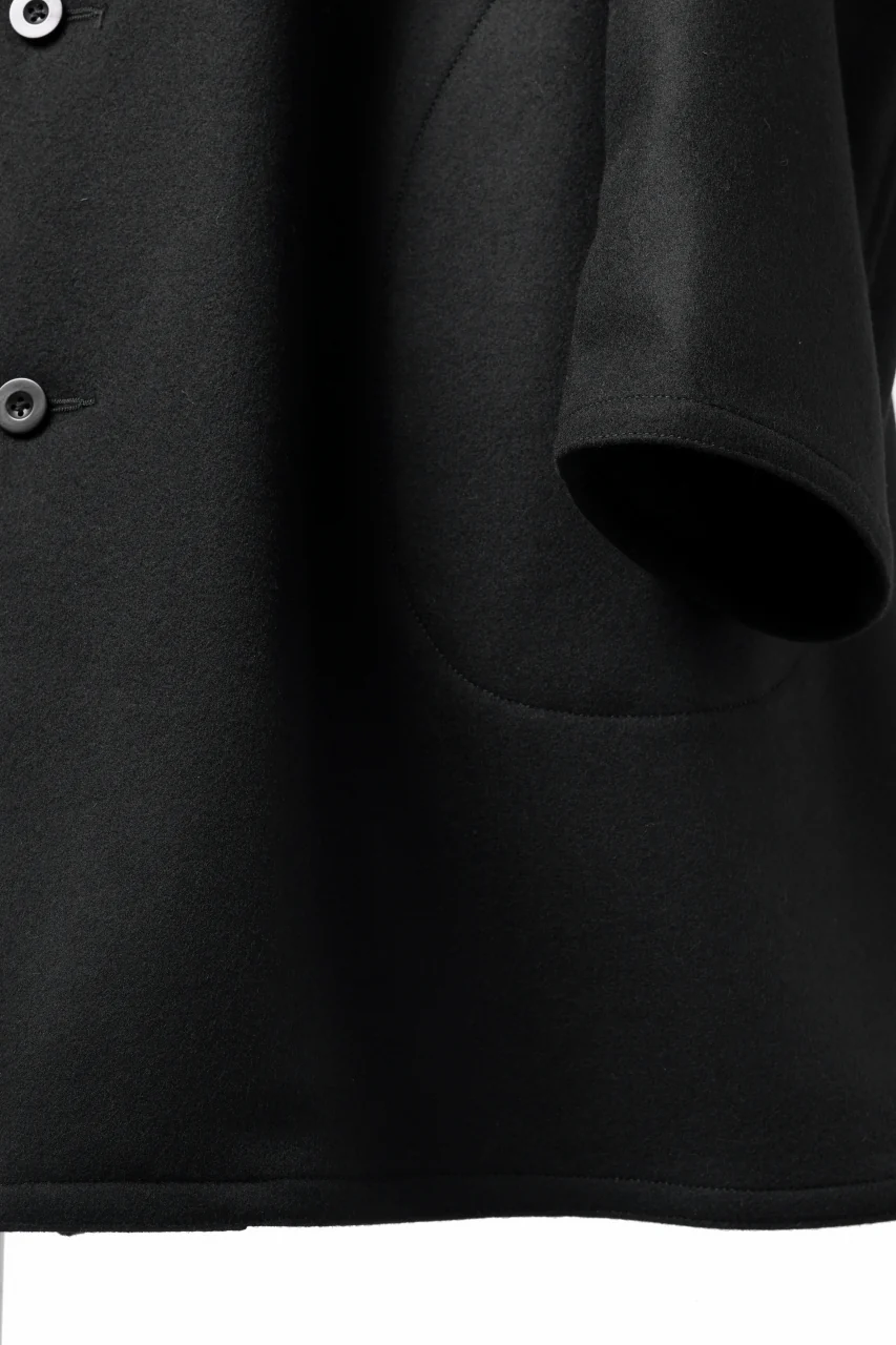 KLASICA GHOST SIMPLE COAT / SUPER 100's AVIATOR MELTON WOOL (BLACK) - Image 14