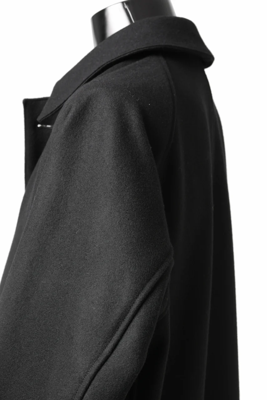KLASICA GHOST SIMPLE COAT / SUPER 100's AVIATOR MELTON WOOL (BLACK) - Image 16
