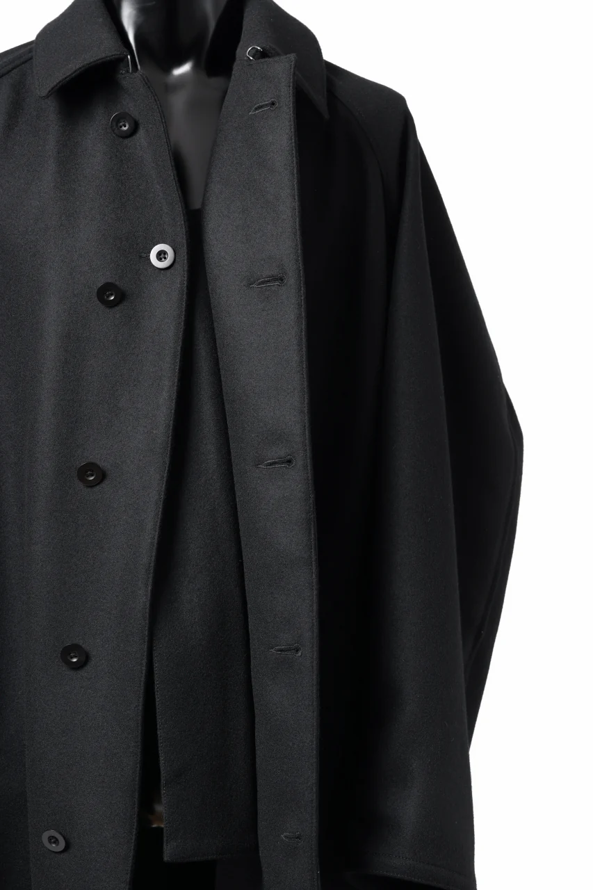 KLASICA GHOST SIMPLE COAT / SUPER 100's AVIATOR MELTON WOOL (BLACK) - Image 19