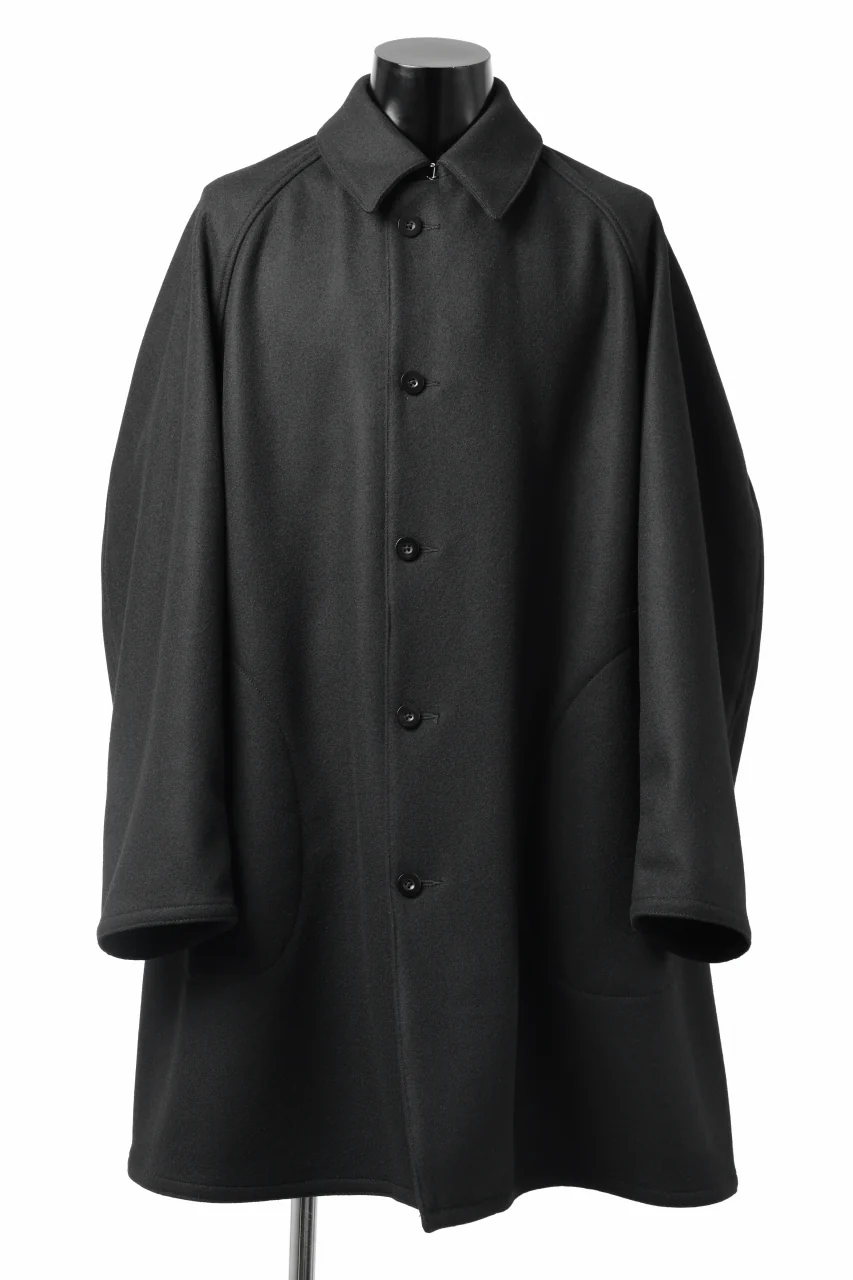 KLASICA GHOST SIMPLE COAT / SUPER 100's AVIATOR MELTON WOOL (BLACK) - Image 2