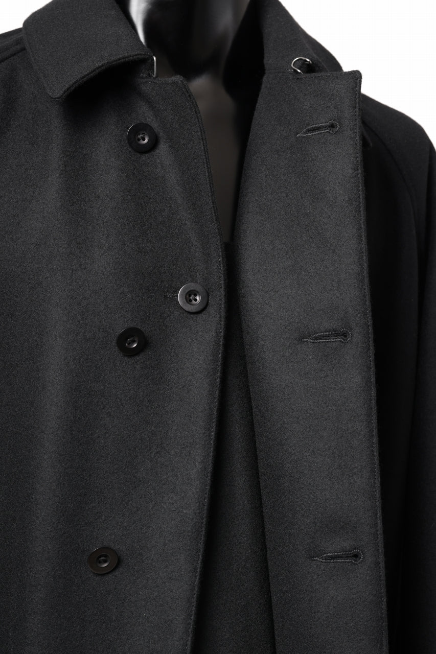KLASICA GHOST SIMPLE COAT / SUPER 100's AVIATOR MELTON WOOL (BLACK) - Image 20