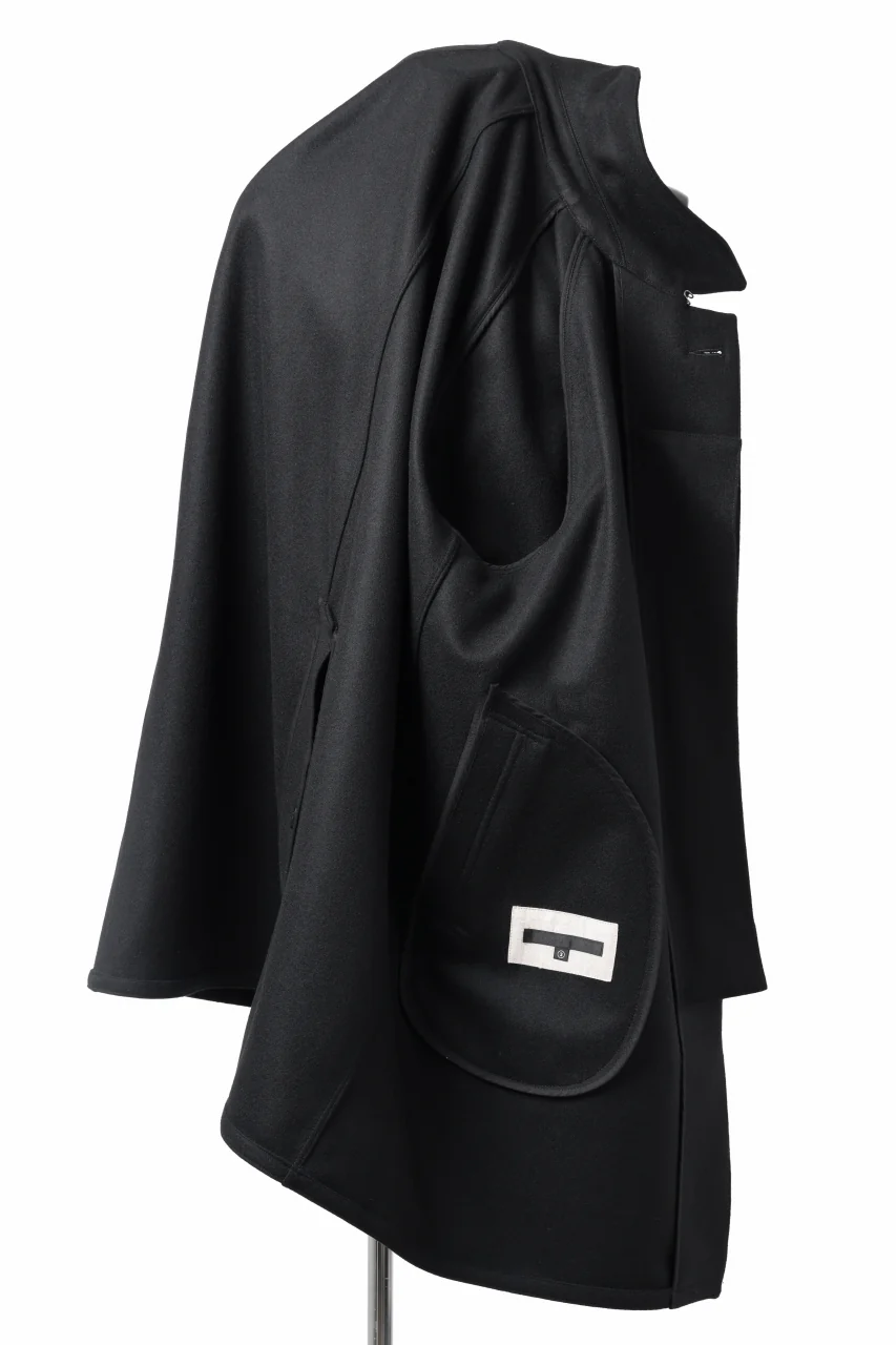 KLASICA GHOST SIMPLE COAT / SUPER 100's AVIATOR MELTON WOOL (BLACK) - Image 21