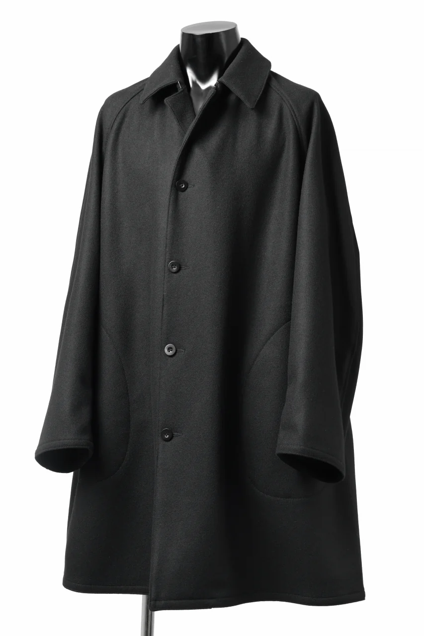 KLASICA GHOST SIMPLE COAT / SUPER 100's AVIATOR MELTON WOOL (BLACK) - Image 3