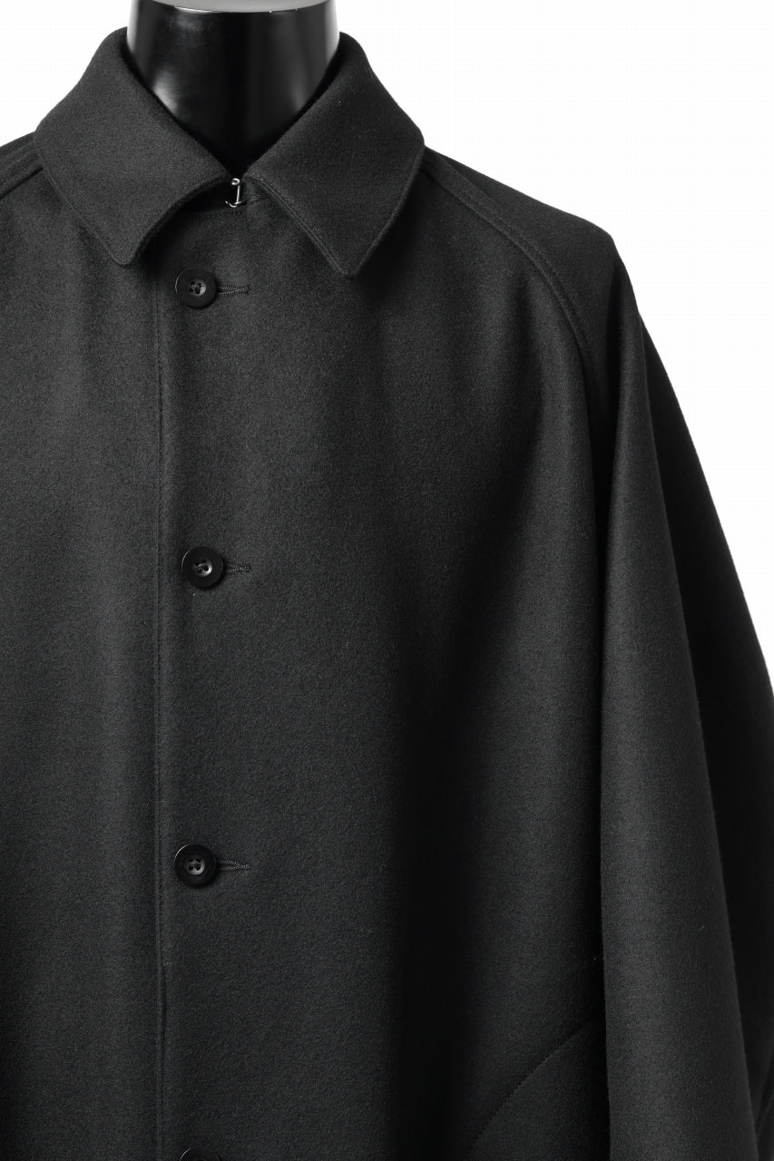 KLASICA GHOST SIMPLE COAT / SUPER 100's AVIATOR MELTON WOOL (BLACK) - Image 7