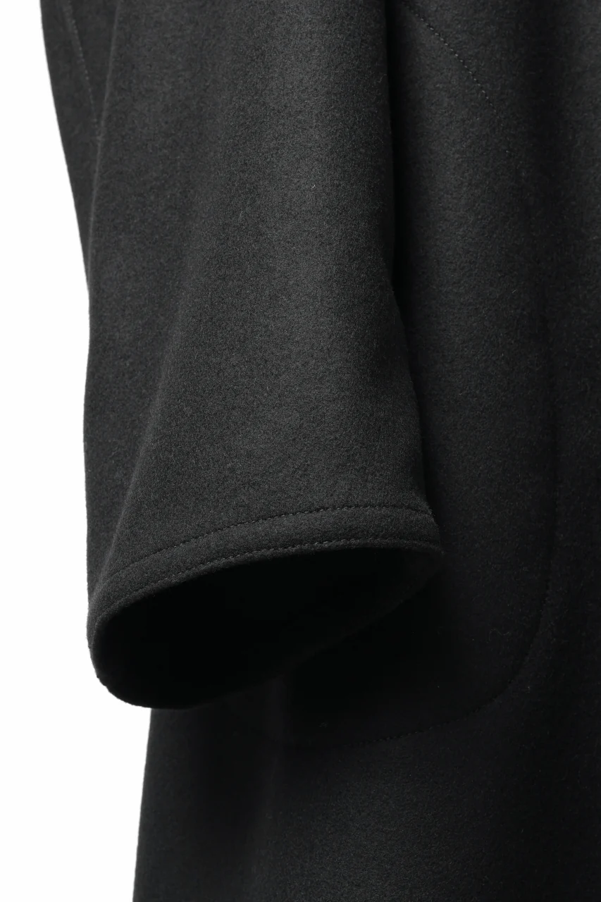 KLASICA GHOST SIMPLE COAT / SUPER 100's AVIATOR MELTON WOOL (BLACK) - Image 9