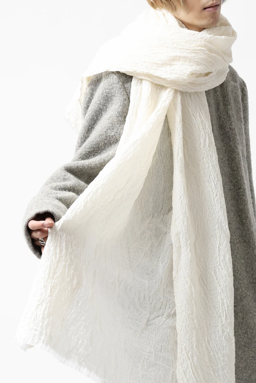 KLASICA GLACIER FLUFFY STOLE / SHRINK SILK (EGG SHELL) - Image 27