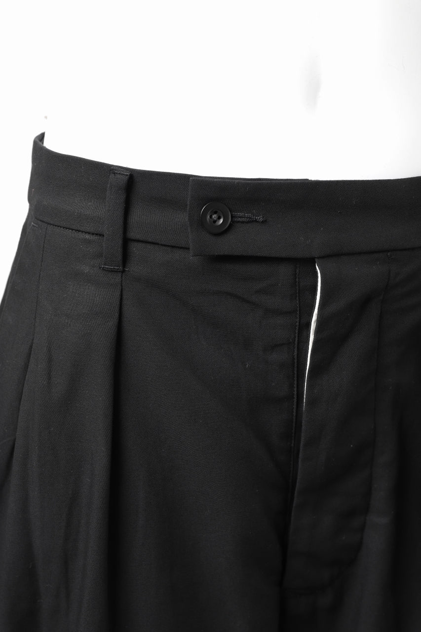 KLASICA GOSSE 2 TUCKED TROUSERS / DRY BACK TWILL (BLACK) - Image 14