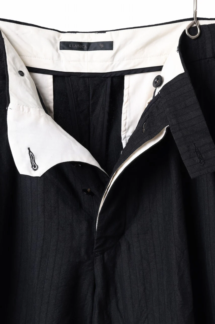 KLASICA GOSSE - Hb TUCKED x2 TROUSERS / HIGH DENSITY HERRING BONE (DARK NIGHT) - Image 12
