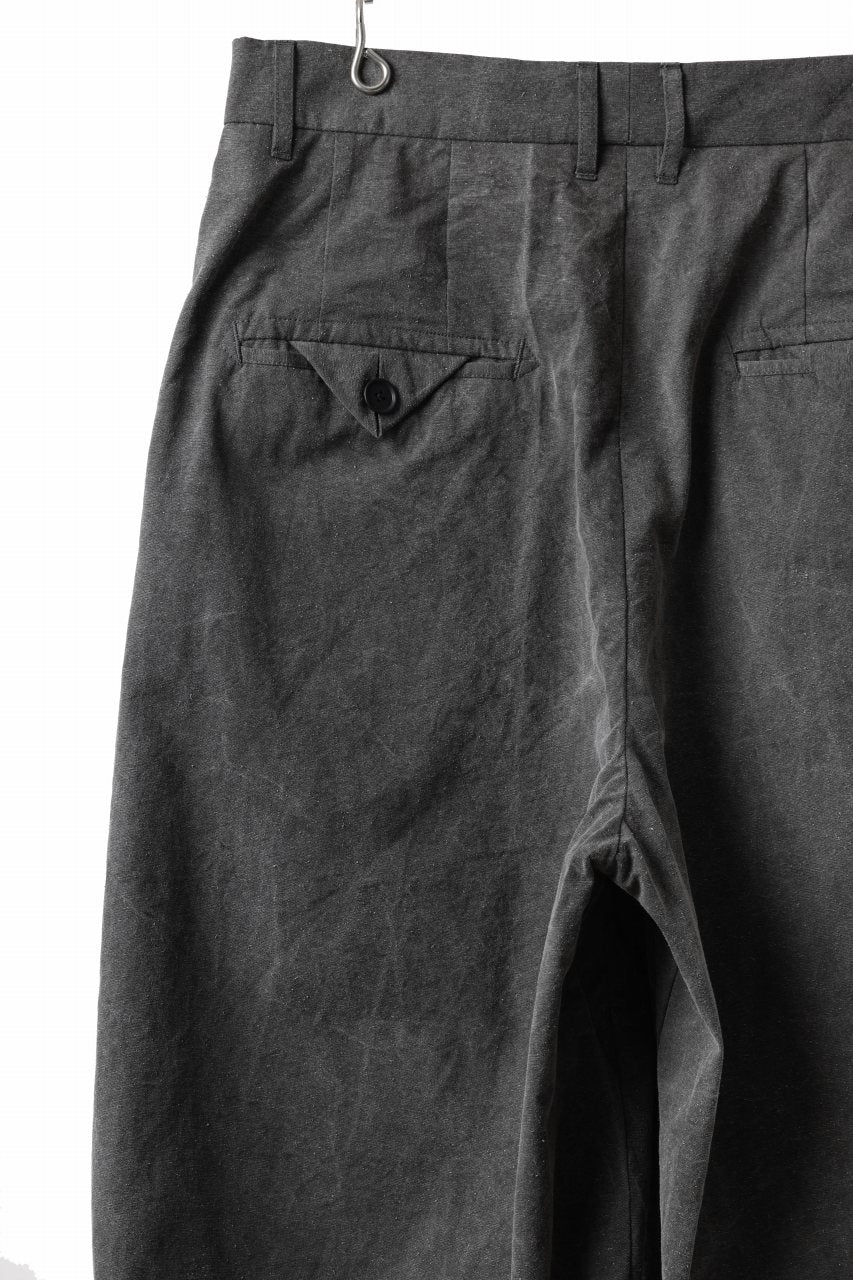 KLASICA GOSSE (ND ver.) TUCKED x2 TROUSERS / NATURAL DYED COTTON x SILK WEATHER (SUMI BLACK) - Image 11