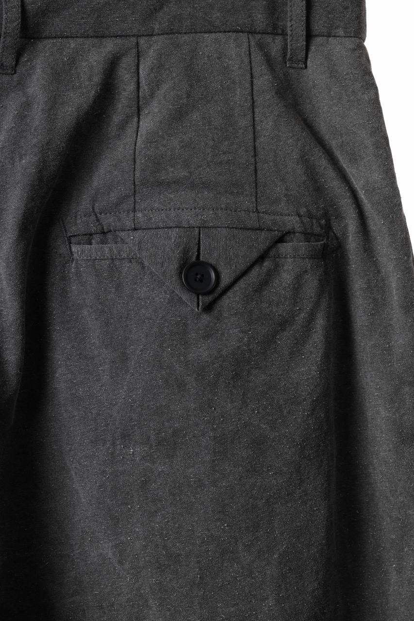 KLASICA GOSSE (ND ver.) TUCKED x2 TROUSERS / NATURAL DYED COTTON x SILK WEATHER (SUMI BLACK) - Image 12