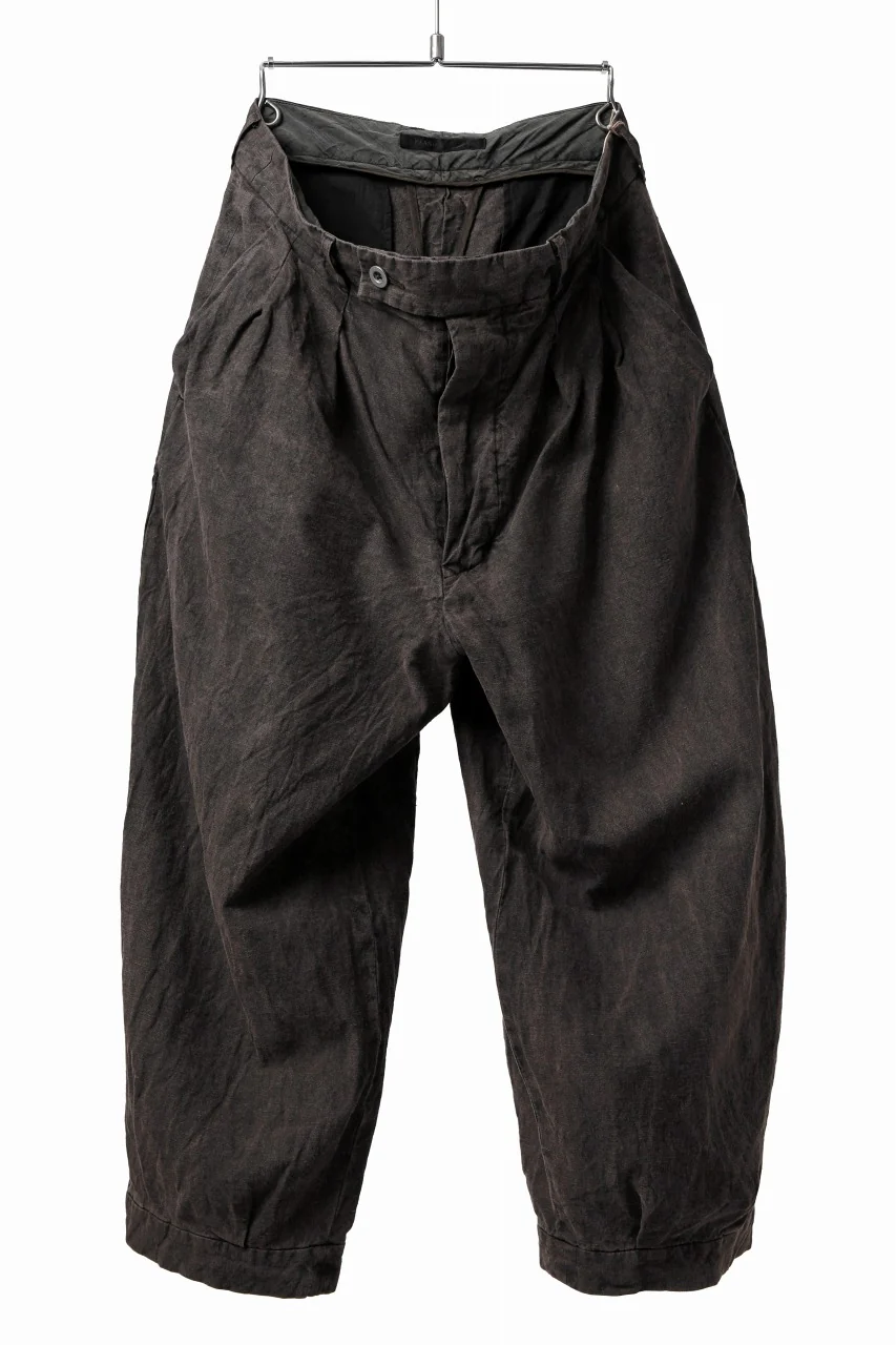 KLASICA GOSSE TWO TUCKED TROUSERS / GARMENT DYED BROKEN HERRING BONE (CINAMON)