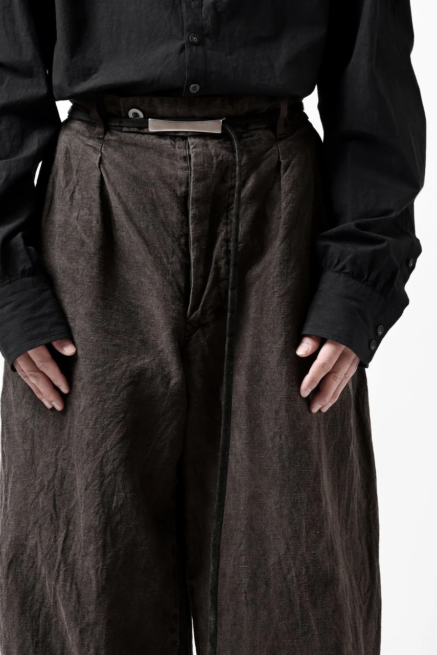KLASICA GOSSE TWO TUCKED TROUSERS / GARMENT DYED BROKEN HERRING BONE (CINAMON) - Image 33