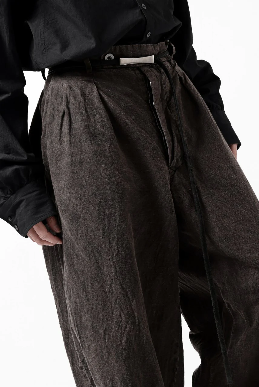 KLASICA GOSSE TWO TUCKED TROUSERS / GARMENT DYED BROKEN HERRING BONE (CINAMON) - Image 36