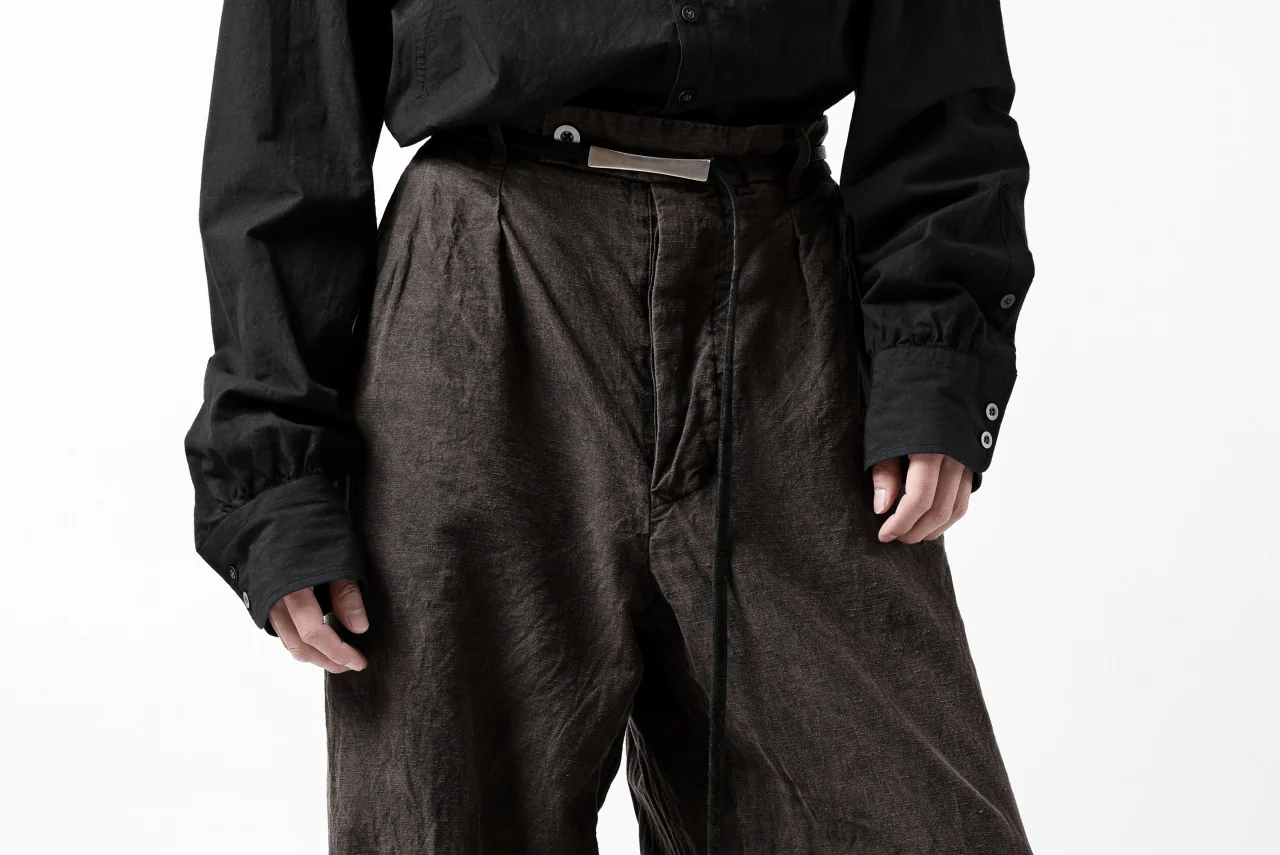 KLASICA GOSSE TWO TUCKED TROUSERS / GARMENT DYED BROKEN HERRING BONE (CINAMON) - Image 41