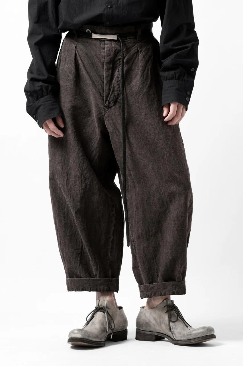 KLASICA GOSSE TWO TUCKED TROUSERS / GARMENT DYED BROKEN HERRING BONE (CINAMON) - Image 6