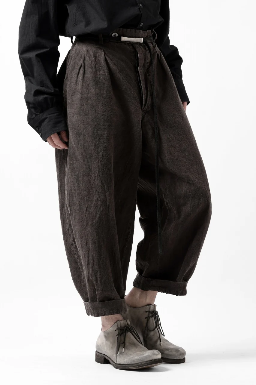 KLASICA GOSSE TWO TUCKED TROUSERS / GARMENT DYED BROKEN HERRING BONE (CINAMON) - Image 7