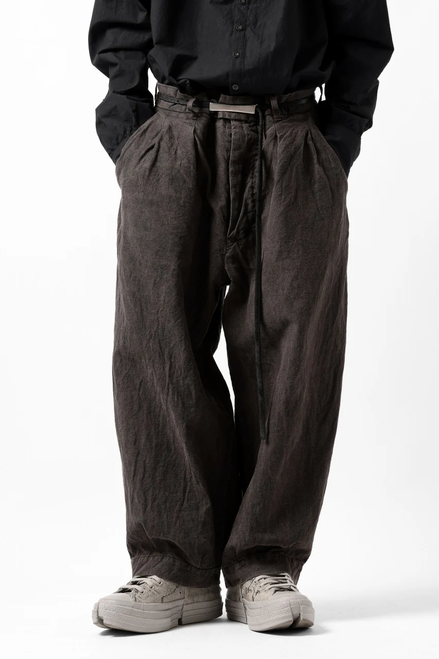 KLASICA GOSSE TWO TUCKED TROUSERS / GARMENT DYED BROKEN HERRING BONE (CINAMON) - Image 8