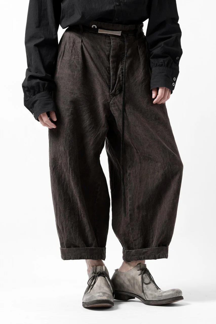 KLASICA GOSSE TWO TUCKED TROUSERS / GARMENT DYED BROKEN HERRING BONE (CINAMON) - Image 9