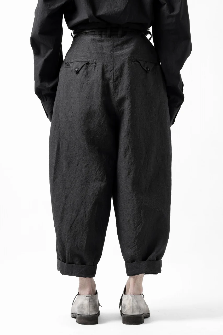 KLASICA GOSSE TWO TUCKED TROUSERS / SUMMER CHAMBRAY WOOL-LINEN (SHADOW) - Image 12
