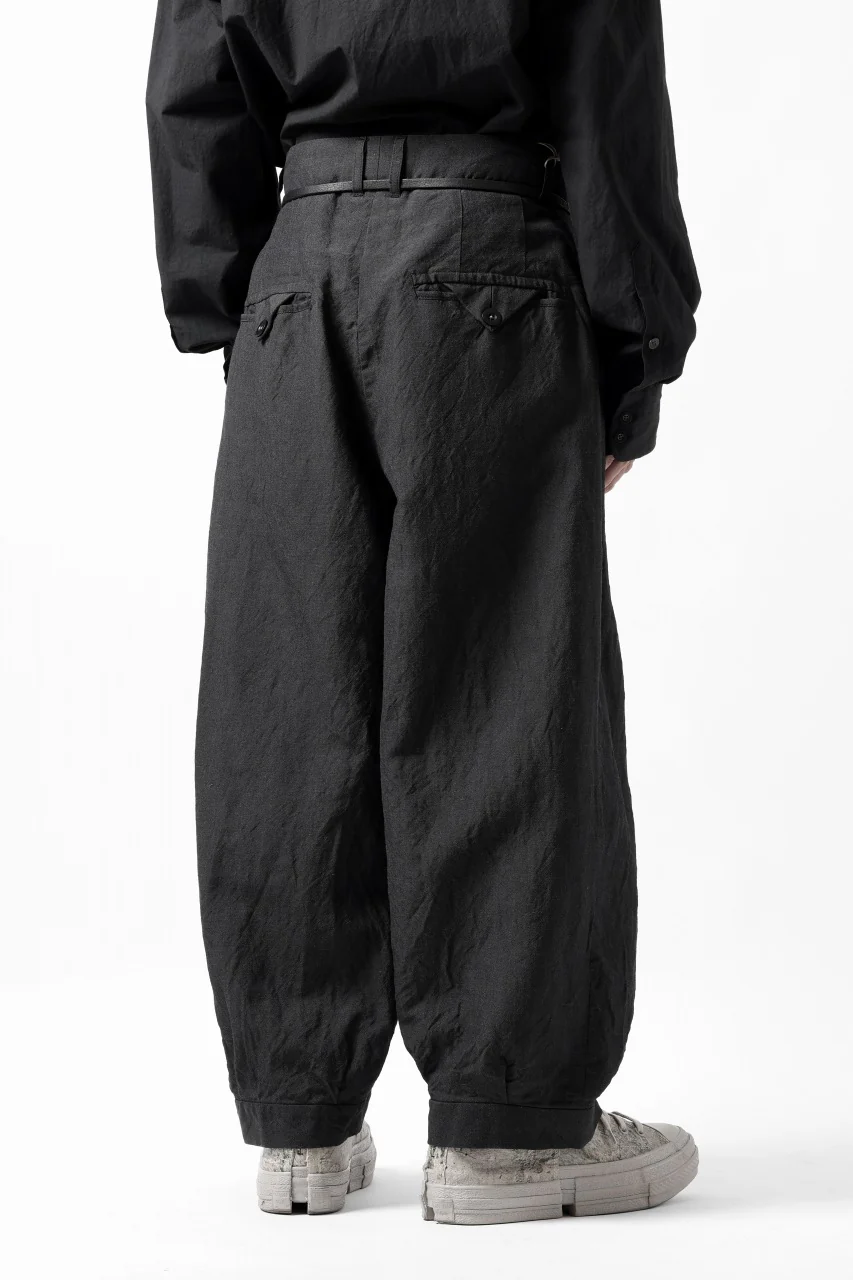 KLASICA GOSSE TWO TUCKED TROUSERS / SUMMER CHAMBRAY WOOL-LINEN (SHADOW) - Image 17