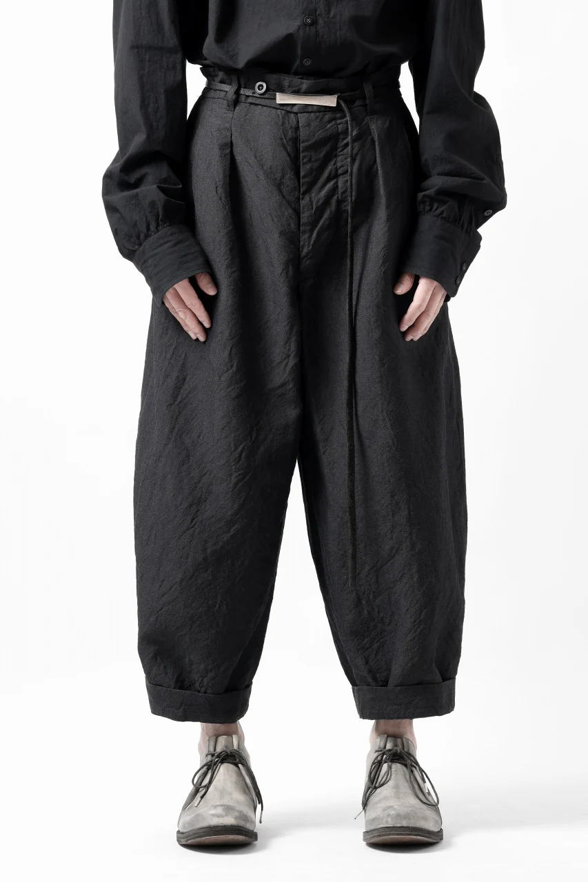 KLASICA GOSSE TWO TUCKED TROUSERS / SUMMER CHAMBRAY WOOL-LINEN (SHADOW) - Image 2