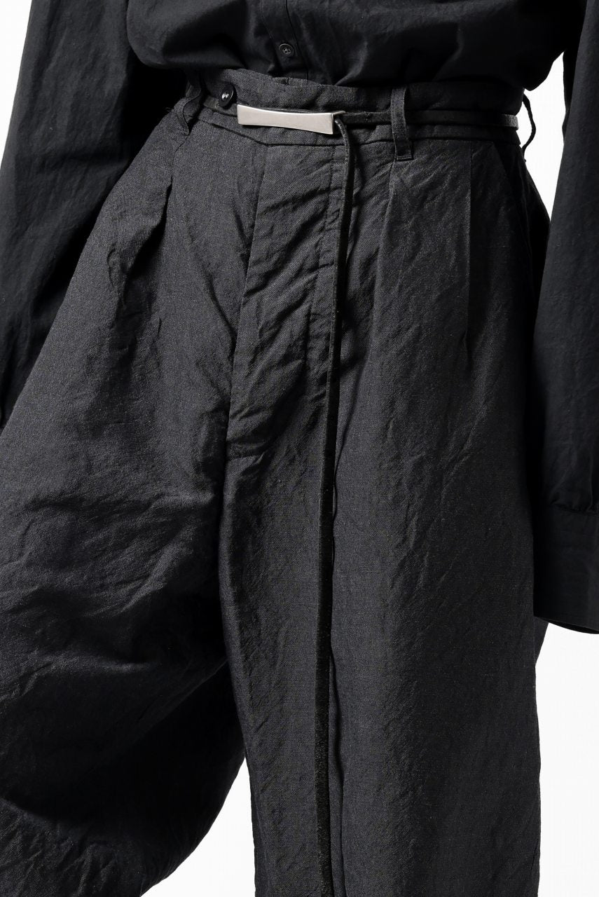 KLASICA GOSSE TWO TUCKED TROUSERS / SUMMER CHAMBRAY WOOL-LINEN (SHADOW) - Image 22