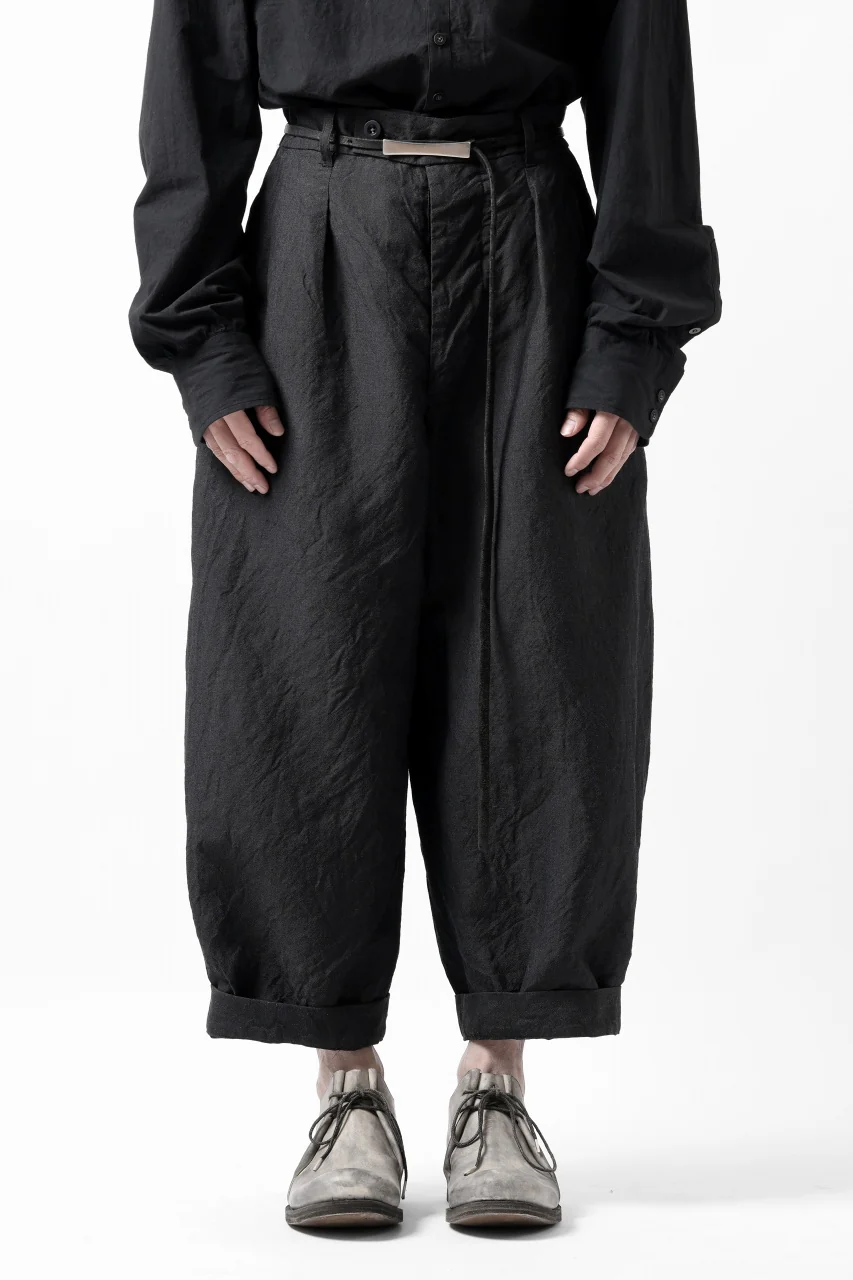 KLASICA GOSSE TWO TUCKED TROUSERS / SUMMER CHAMBRAY WOOL-LINEN (SHADOW) - Image 4