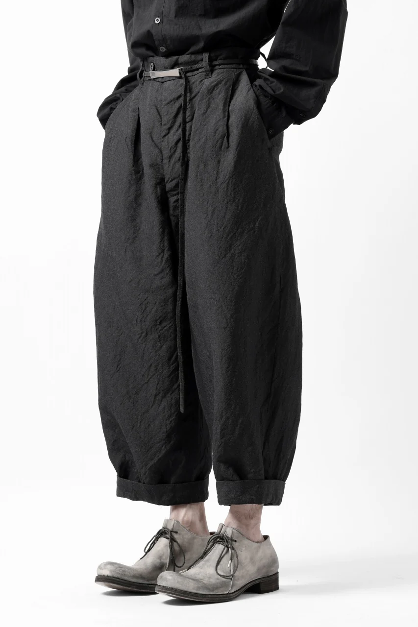 KLASICA GOSSE TWO TUCKED TROUSERS / SUMMER CHAMBRAY WOOL-LINEN (SHADOW) - Image 5