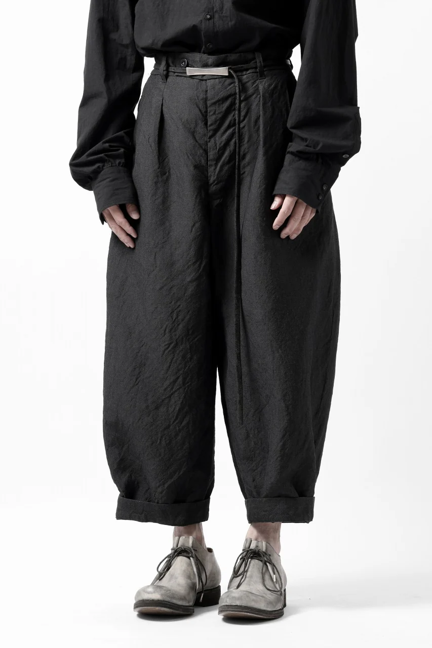 KLASICA GOSSE TWO TUCKED TROUSERS / SUMMER CHAMBRAY WOOL-LINEN (SHADOW) - Image 7