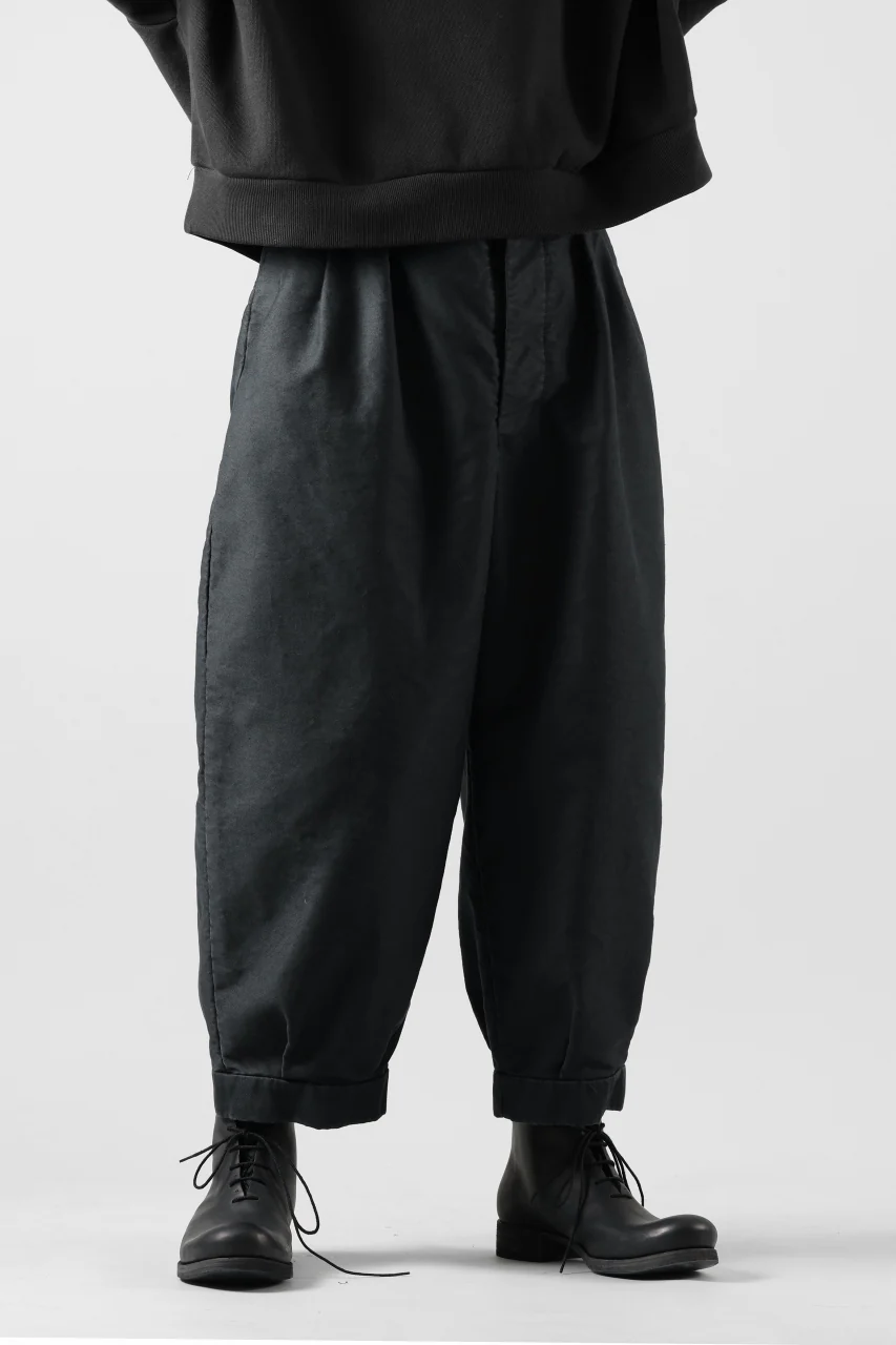 KLASICA GOSSE TWO TUCKED TROUSERS / SURPHER DYED MOLE SKIN (DEEP SEA) - Image 3