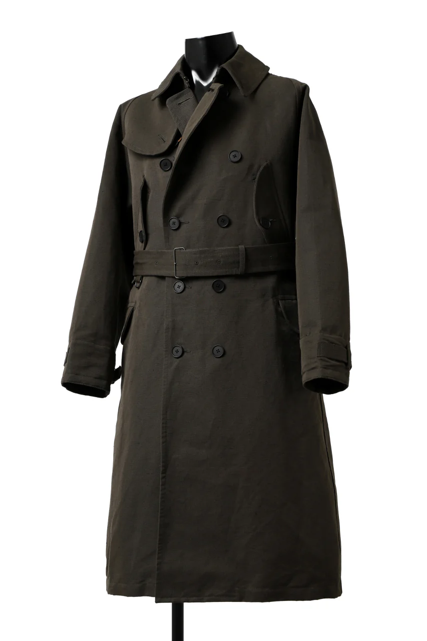 KLASICA GRANADO MOTORCYCLE TRENCH COAT / TRI UNION HIGH DENSITY GABADINE (MILITARY) - Image 6