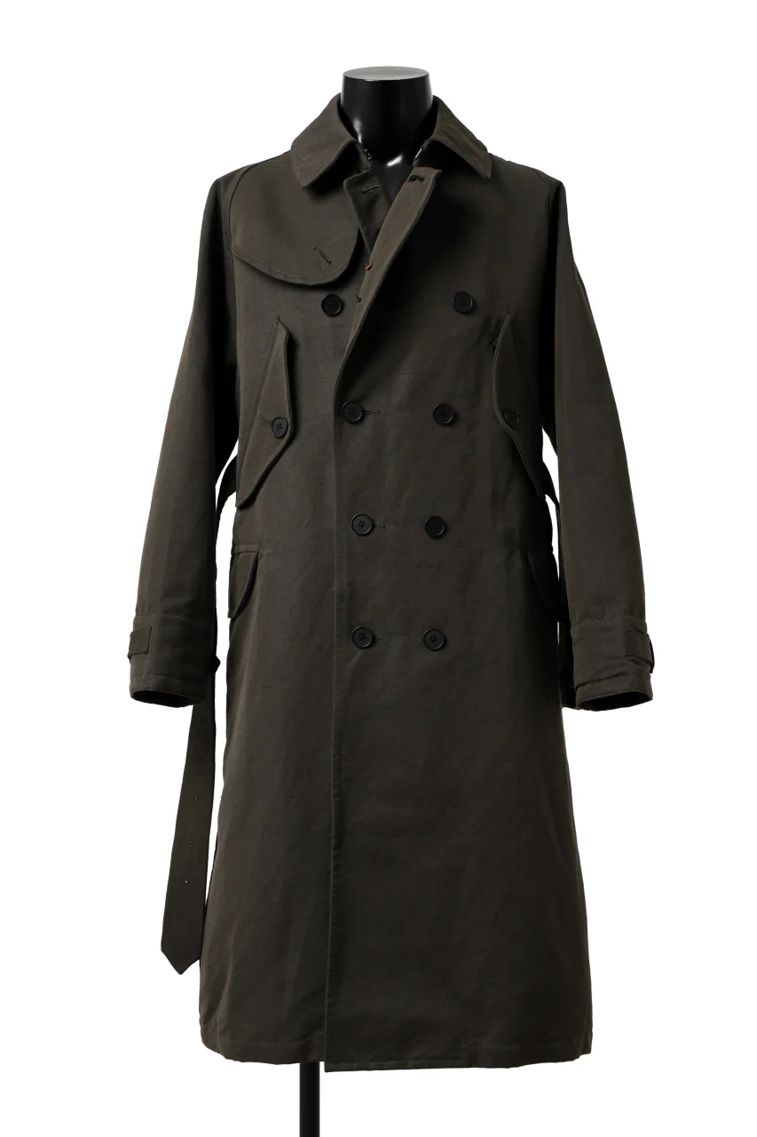 KLASICA GRANADO MOTORCYCLE TRENCH COAT / TRI UNION HIGH DENSITY GABADINE (MILITARY) - Image 8